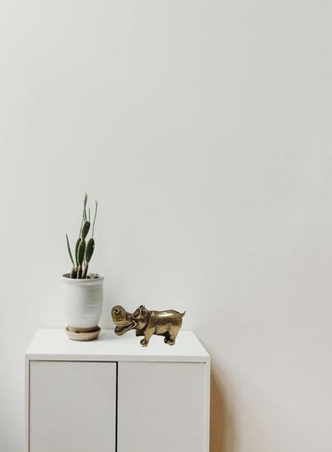 ALHBEJT Brass Hippo Statue Hippo Figurine Wild Animal Scupture Home Office Zen Room Desktop Decor (B) - Image 3